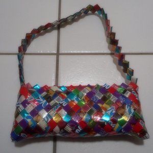 Recycled Plastic Wrapped Bag Handbag Purse Handmad
